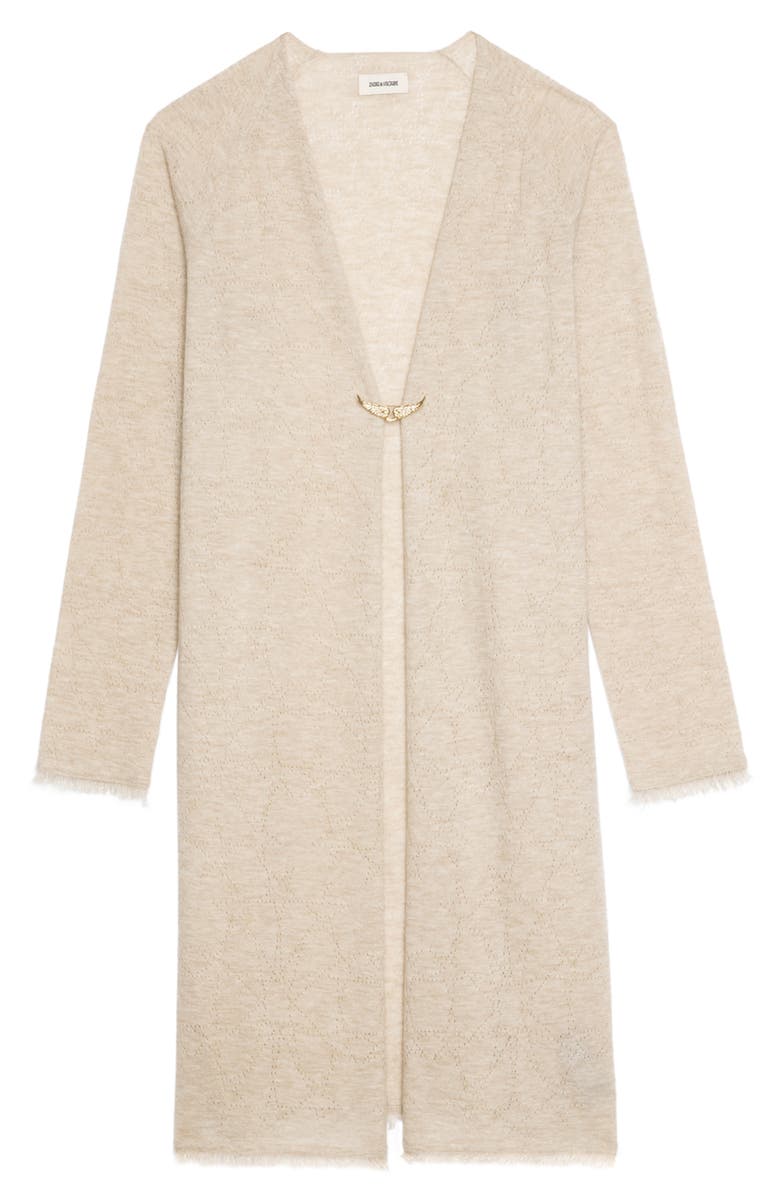 Zadig & Voltaire Pointelle Stars Fray Cashmere Cardigan, Alternate, color, 
