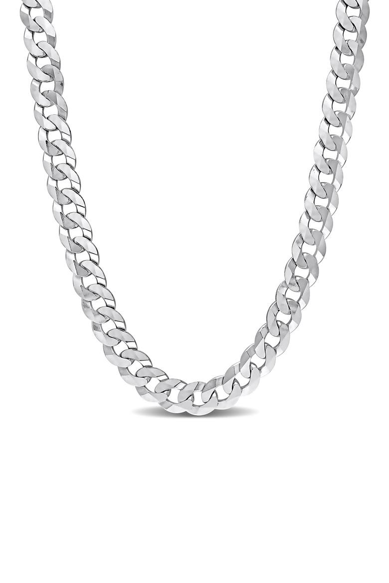 Sterling Silver Curb Link Chain Necklace, Main, color, WHITE