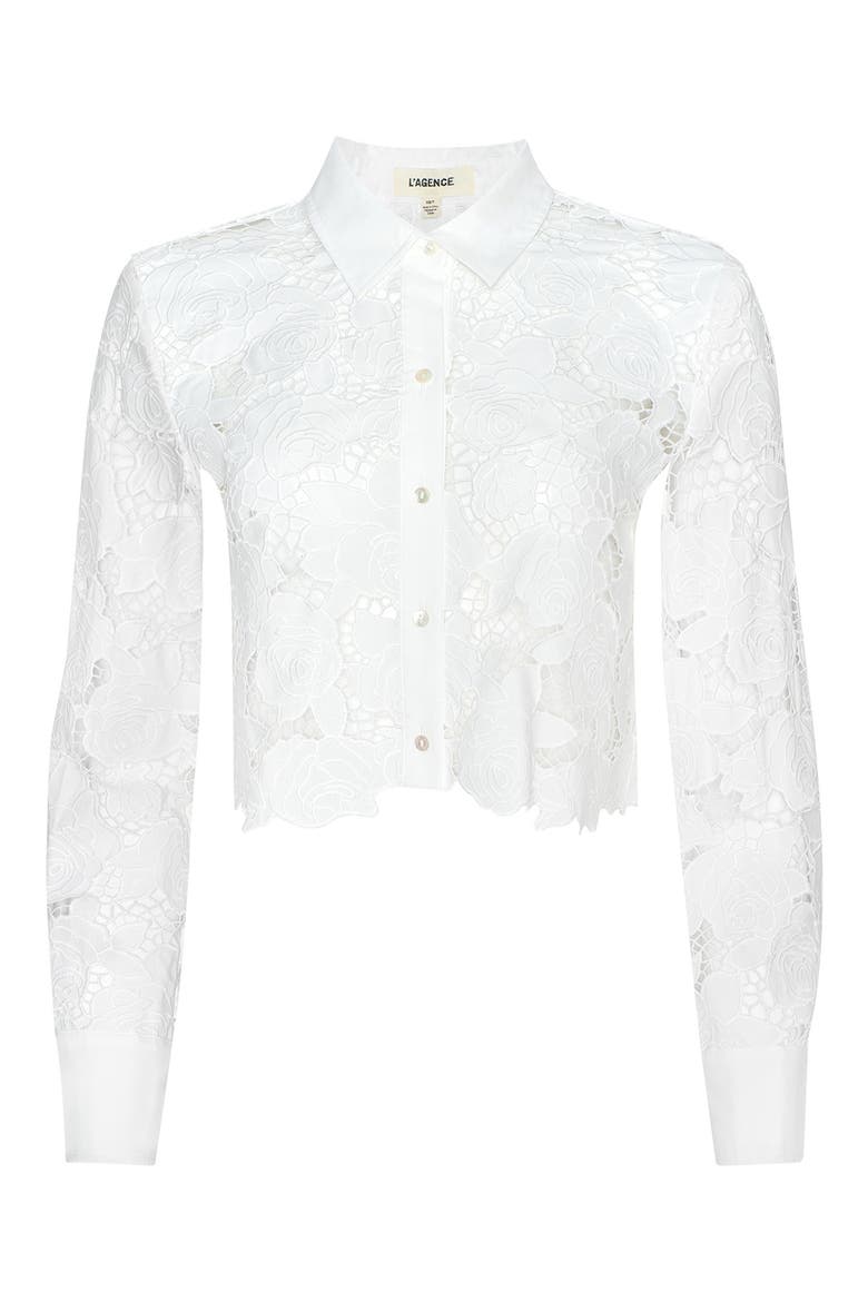 Seychelle Cutwork Crop Button-Up Shirt, Alternate, color, IVORY