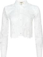 L'AGENCE Seychelle Cutwork Crop Button-Up Shirt