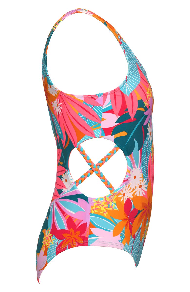 Hobie Kids' Aloha Cutout One-Piece Swimsuit, Alternate, color, 