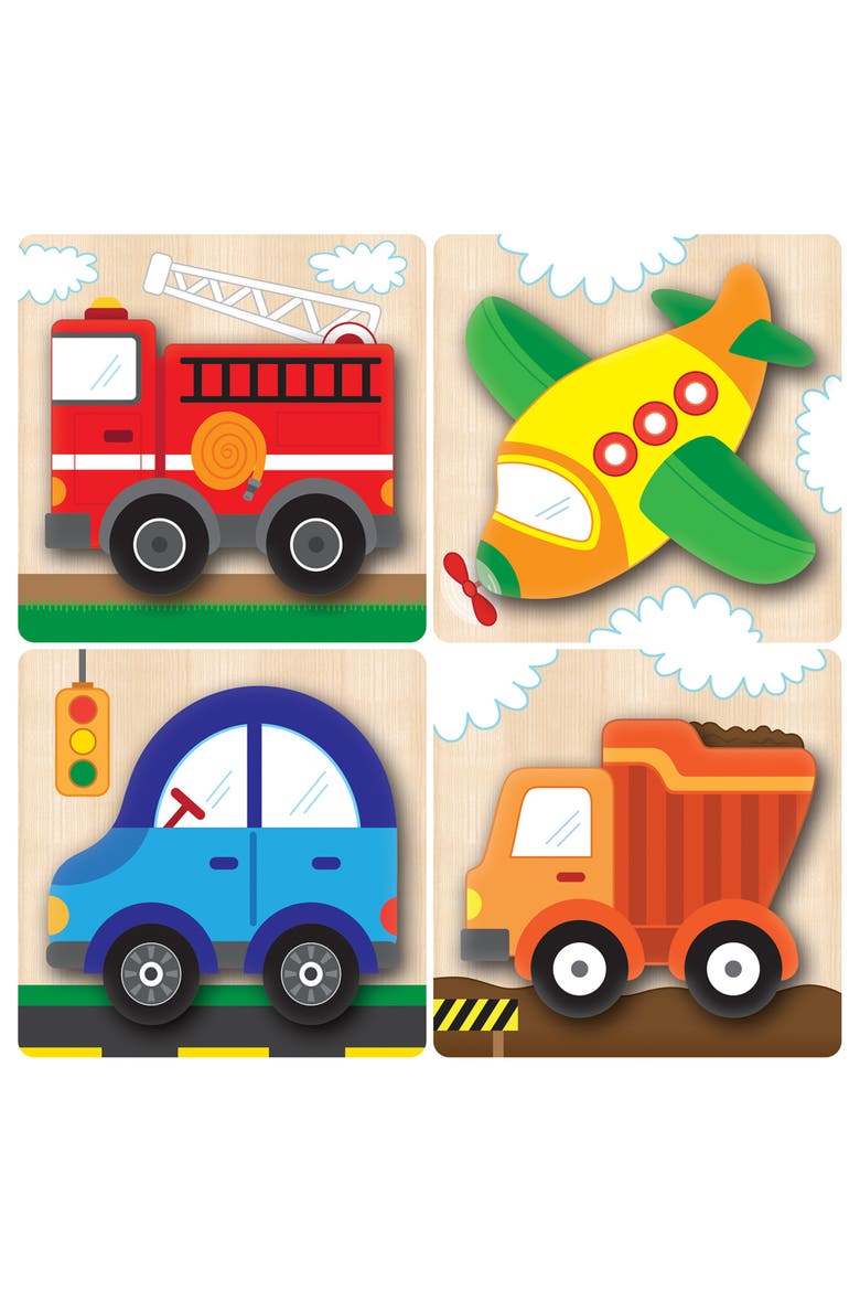 Vehicles Wood Puzzles 4-Pack, Alternate, color, Multicolor
