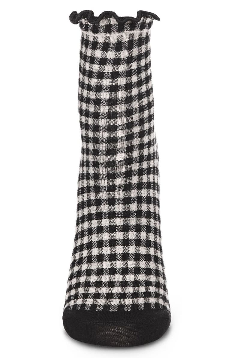 MeMoi Gingham Ankle Socks, Alternate, color, Black