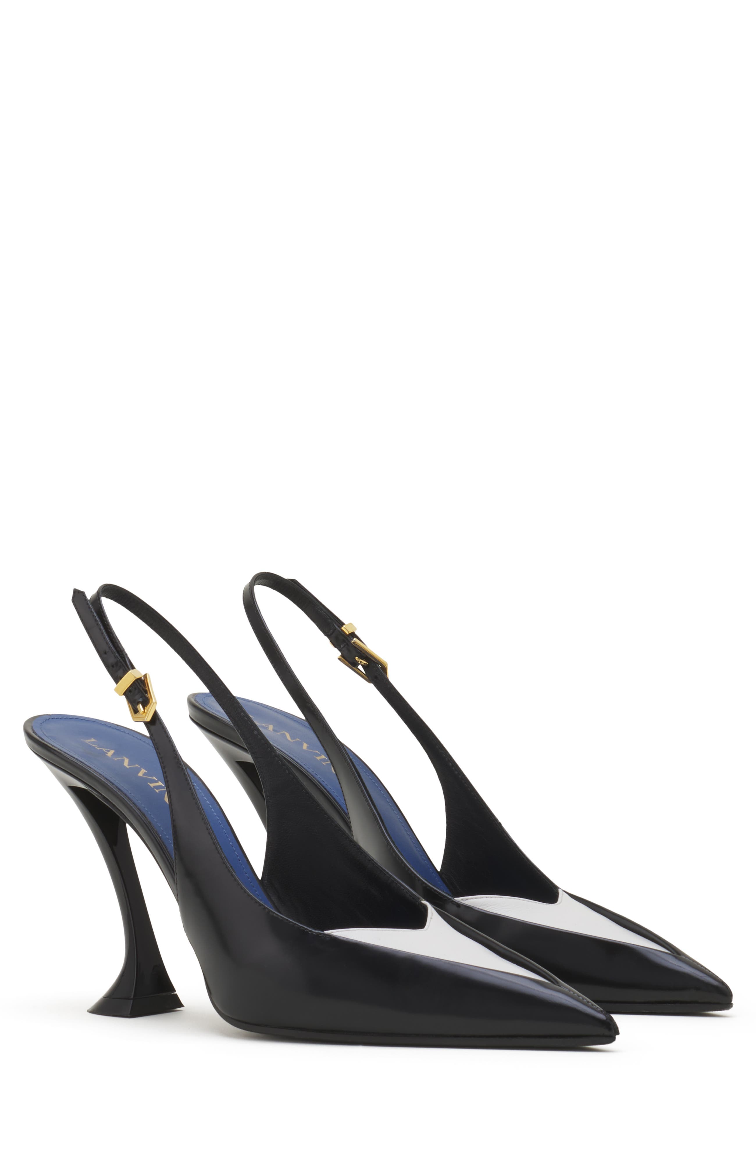 Serenade Slingback In Leather, Alternate, color, Black/White
