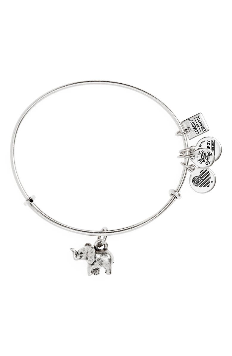 Alex and Ani Charity by Design Elephant II Adjustable Bangle, Main, color,