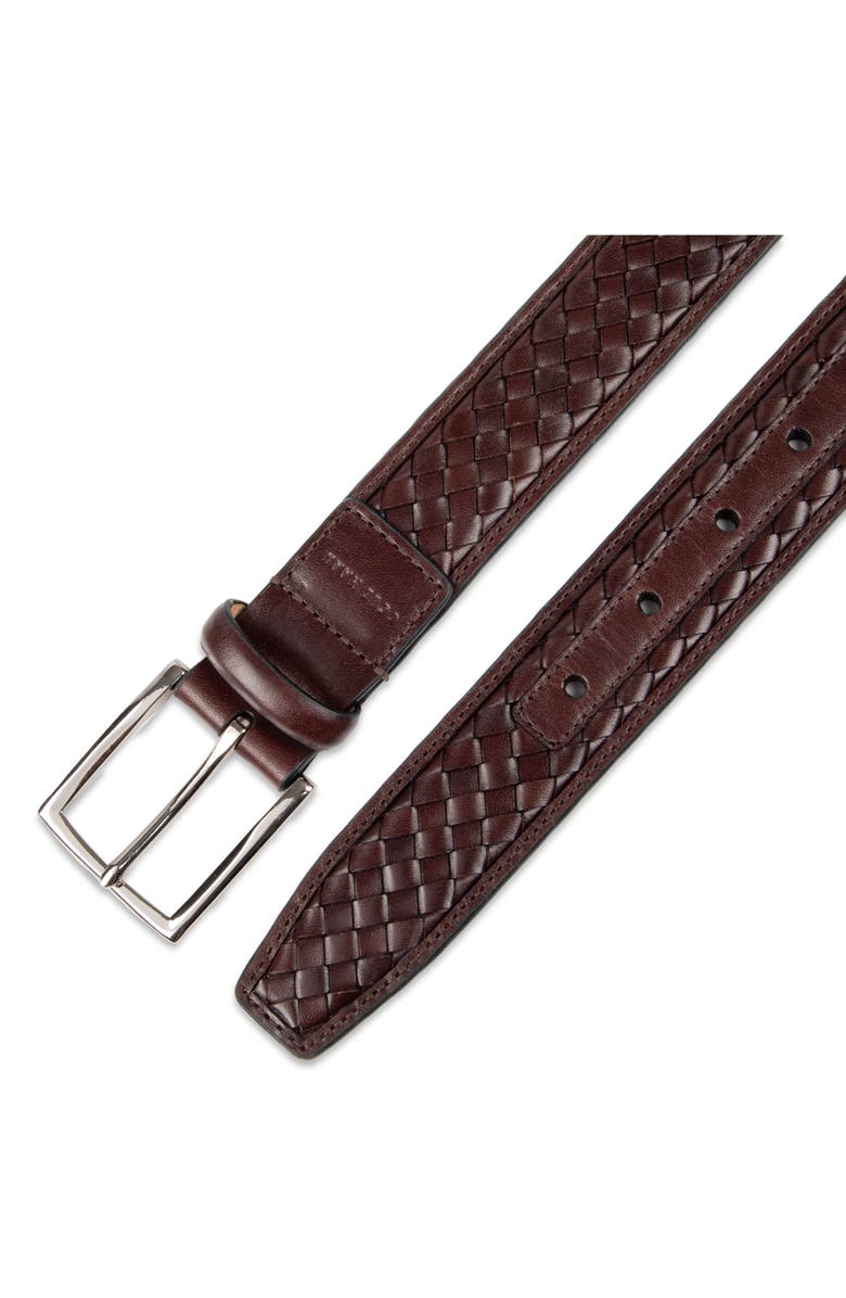 Cole Haan Woven Leather Belt, Alternate, color, Chocolate