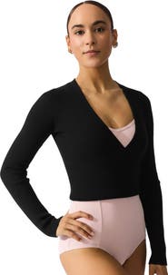 CAPEZIO Ribbed Knit Wrap Sweater