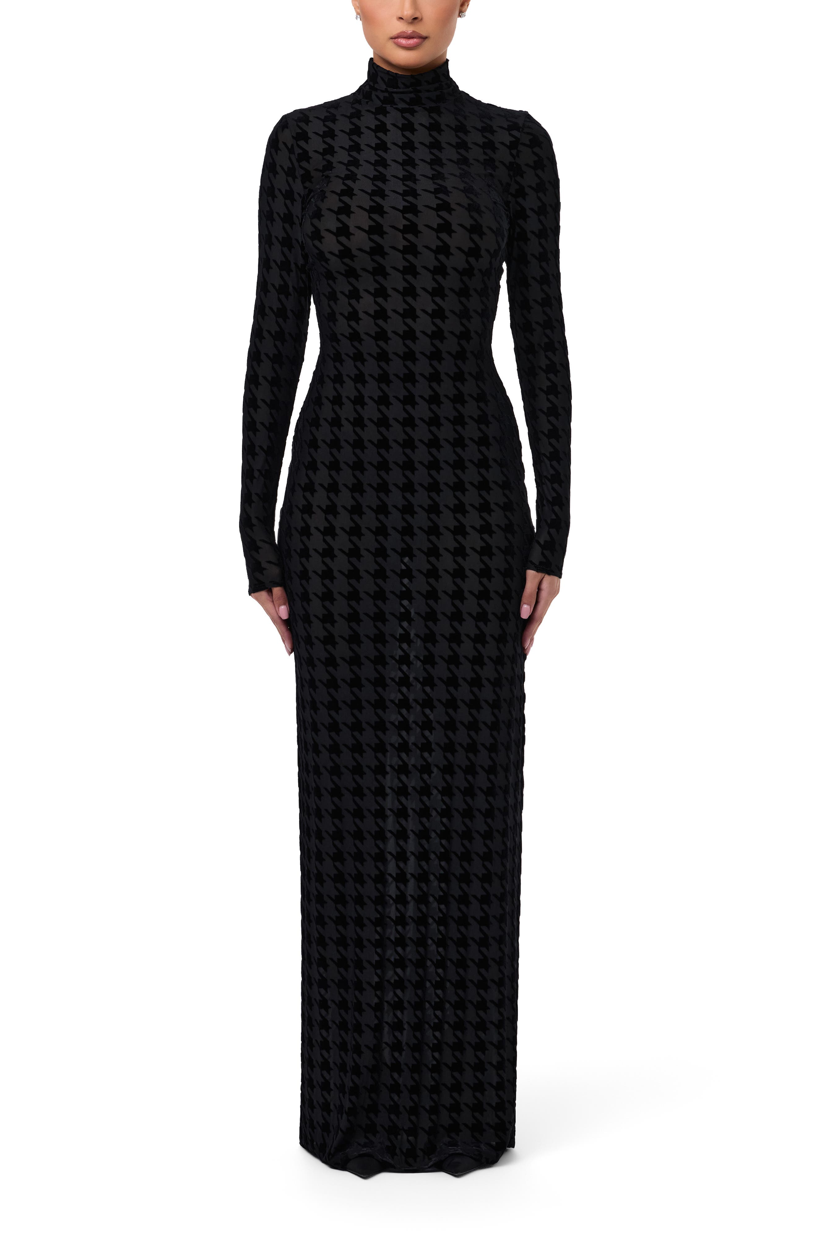 Naked Wardrobe Burnout Long Sleeve Maxi Dress