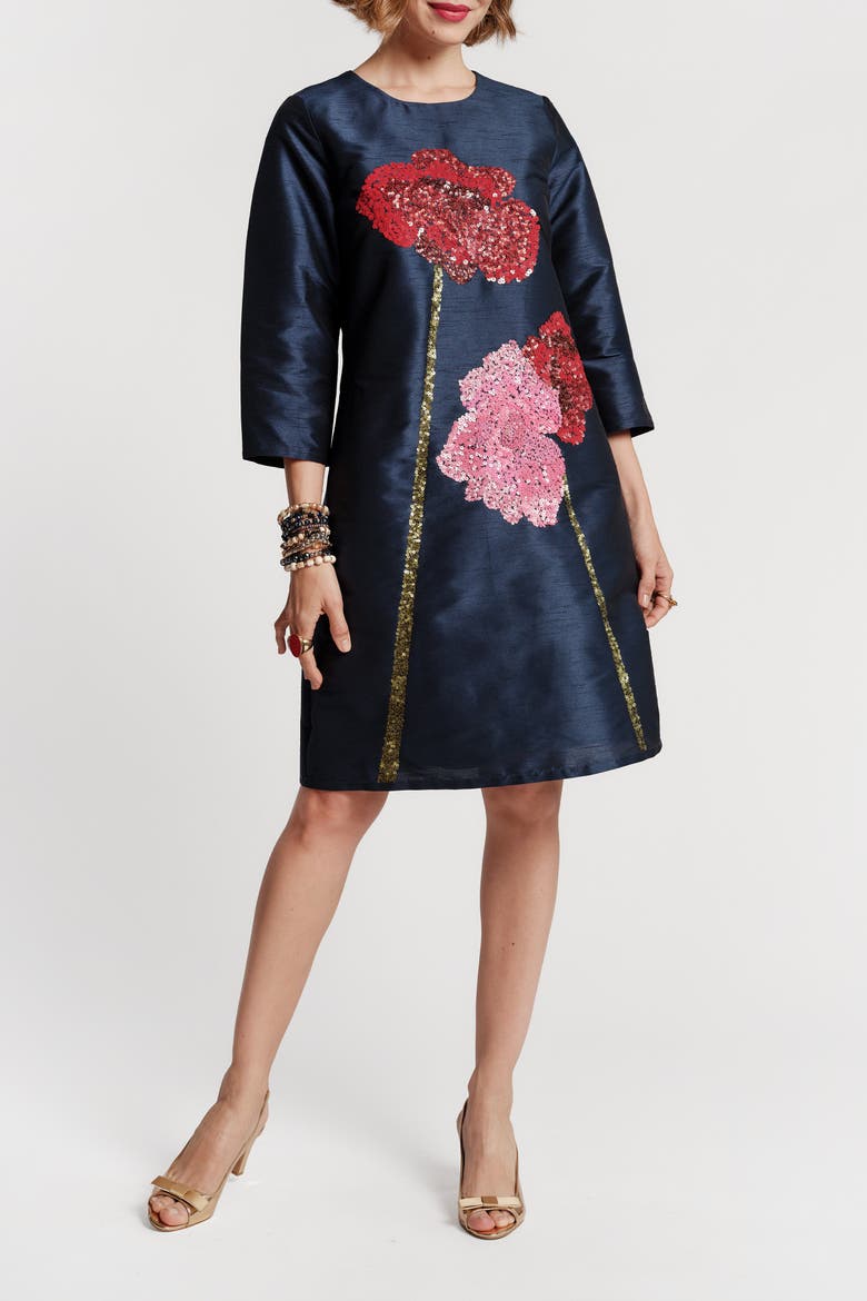 Alice Dress with Sleeves, Main, color, Navy/Multi