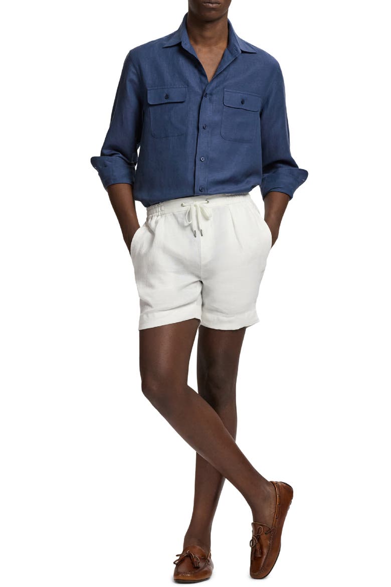 Silk & Linen Button-Up Shirt, Alternate, color, BLUE