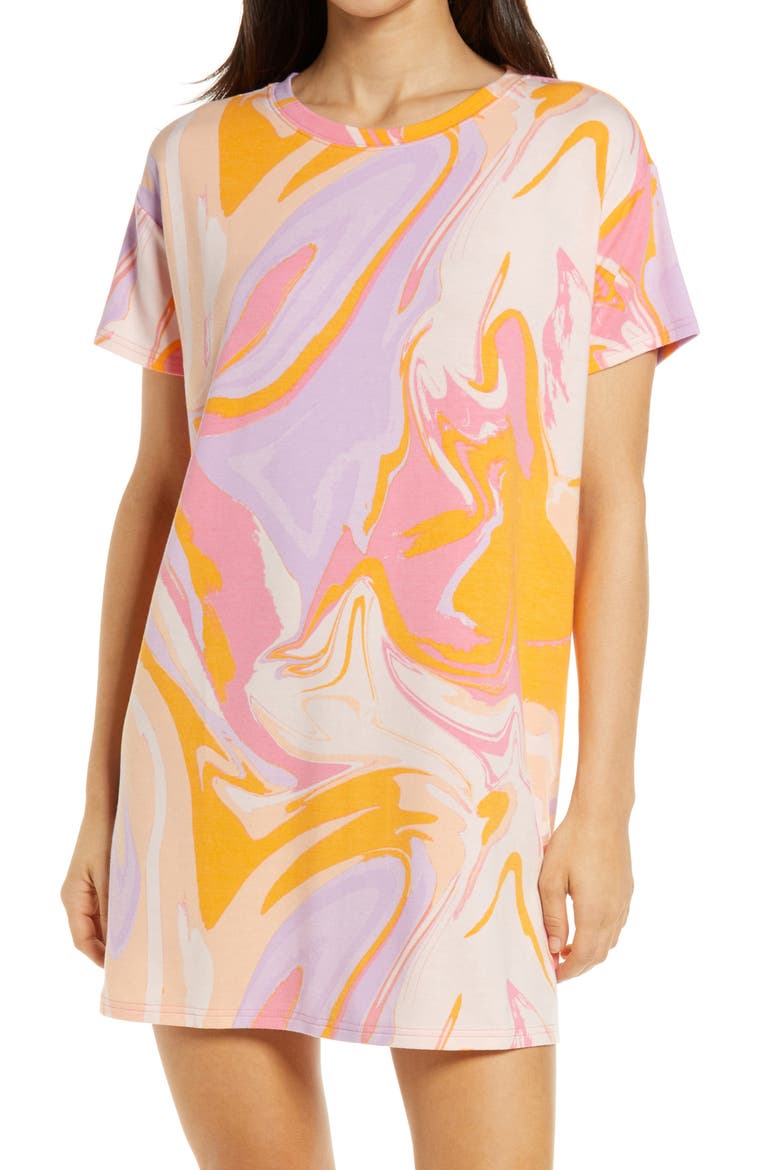 Oversize Sleep T-Shirt, Main, color, PINK BUBBLEGUM MARBLE WASH