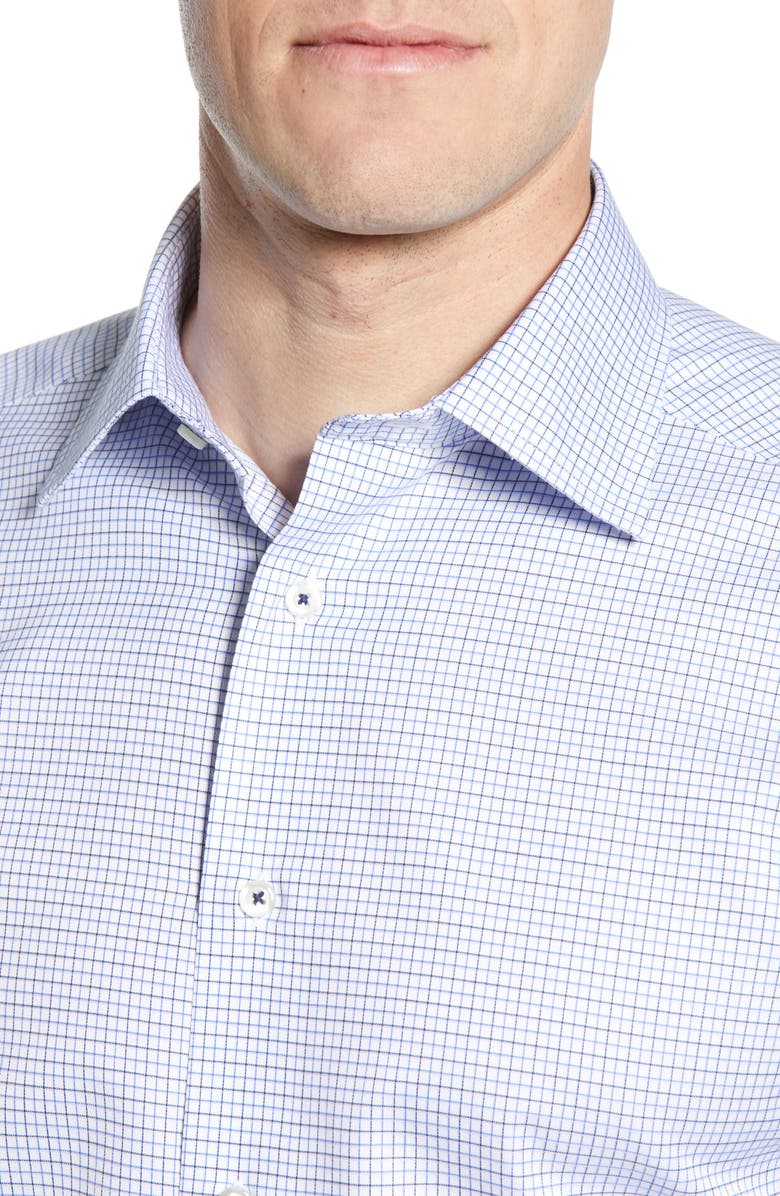 David Donahue Luxury Non-Iron Trim Fit Check Dress Shirt, Alternate, color, 