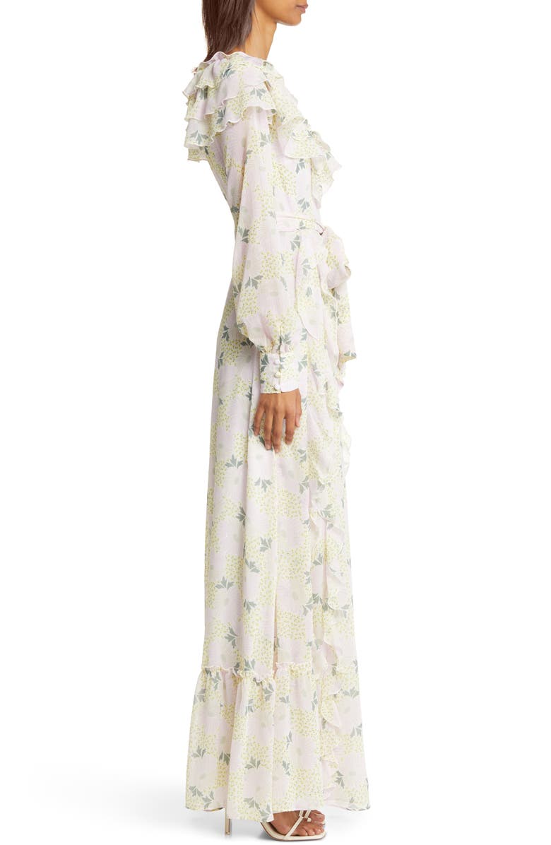 Ted Baker London Vivyana Floral Long Sleeve Chiffon Gown, Alternate, color, 