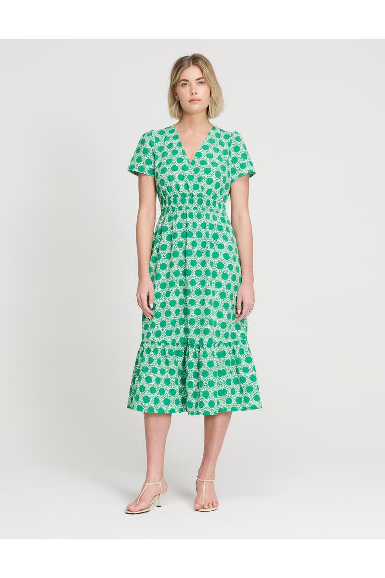Petite Deena Wrap Midi Dress, Main, color, Green Spot