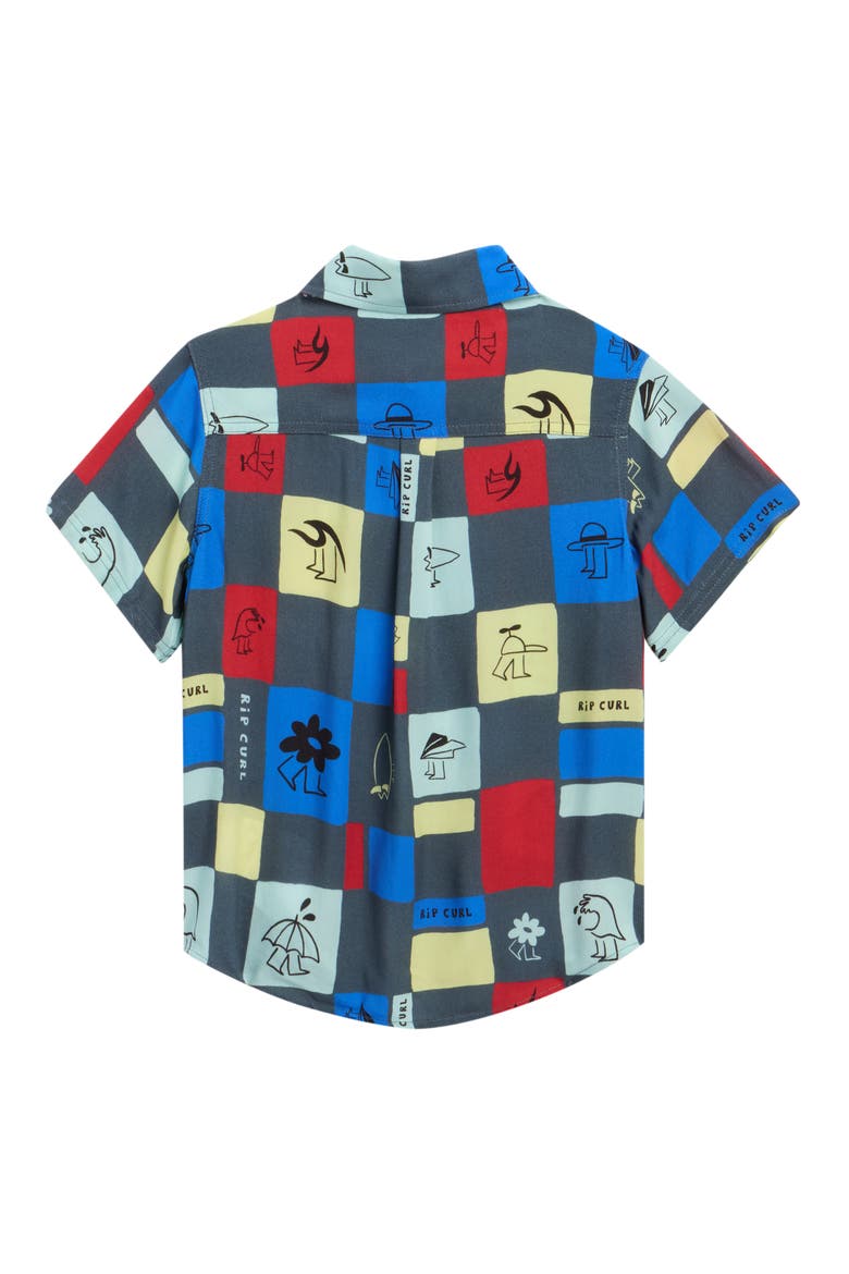 Kids' Surf Check Short Sleeve Button-Up Shirt, Alternate, color, PINE NIGHT