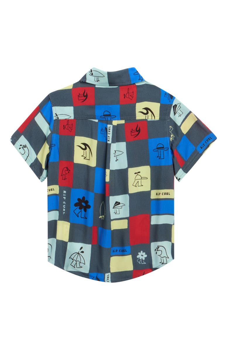 Rip Curl Kids' Surf Check Short Sleeve Button-Up Shirt, Alternate, color, Pine Night
