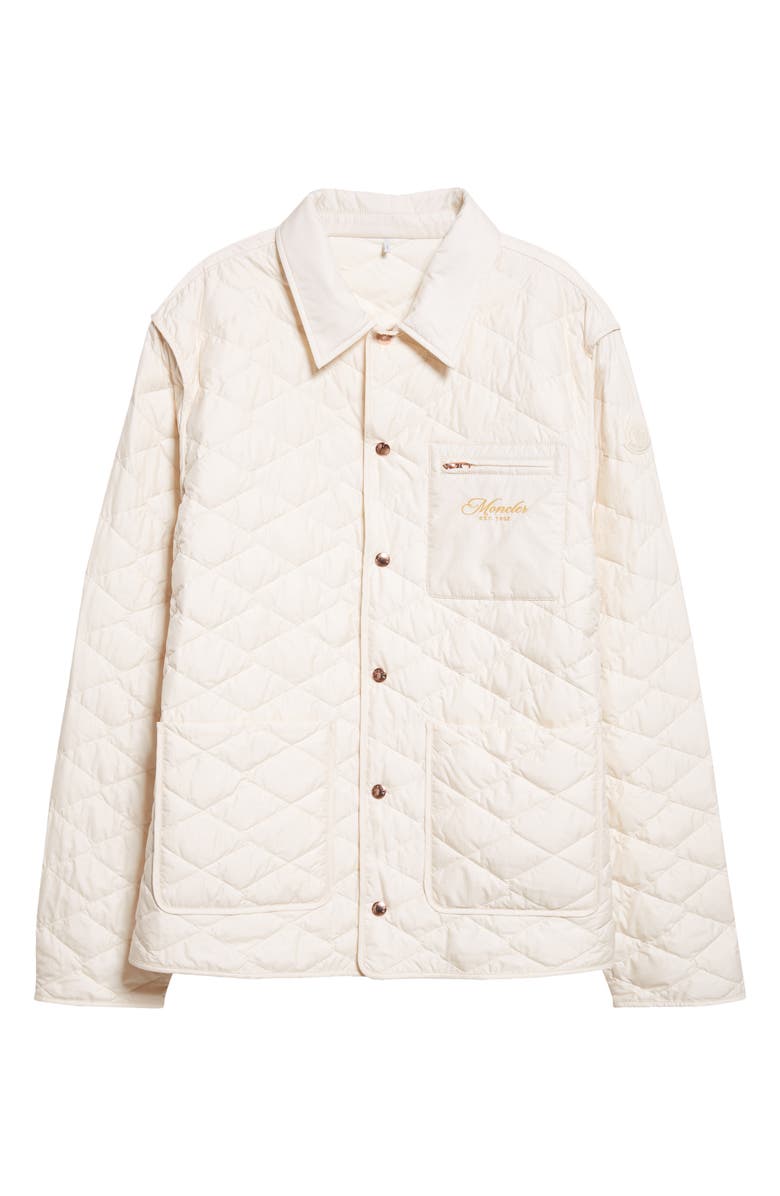 Moncler Kastos Quilted Water Repellent Down Shirt Jacket, Alternate, color, Pale Ivory