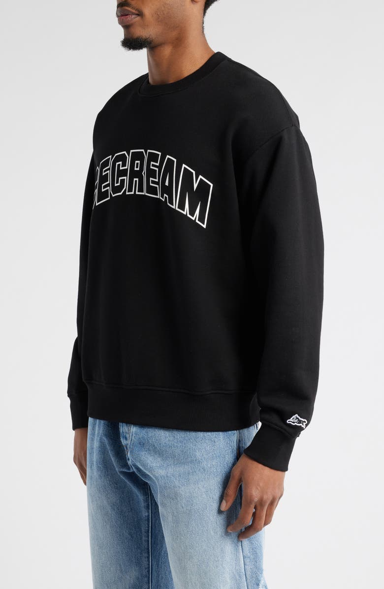 ICECREAM College Logo French Terry Crewneck Sweatshirt, Alternate, color, Black