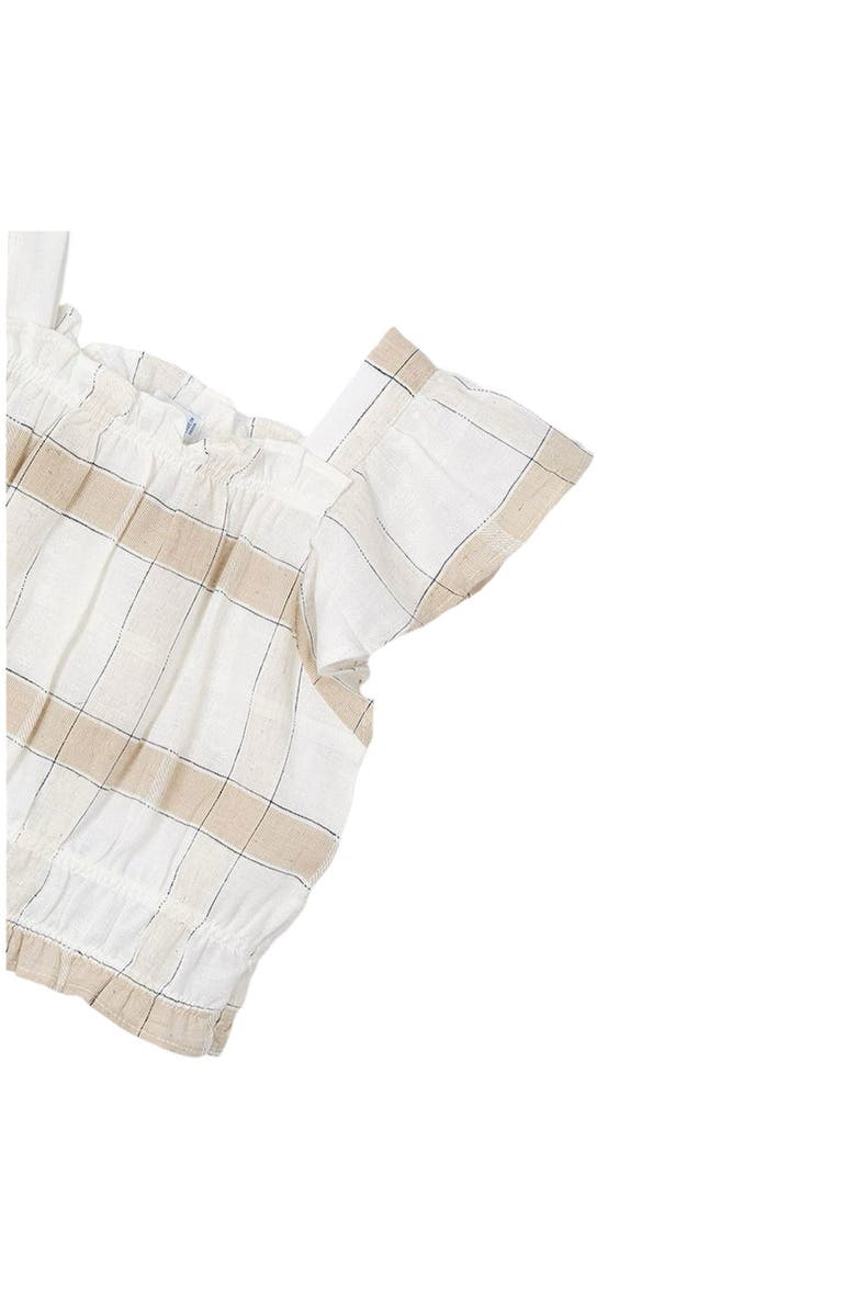 Mayoral Striped Loose Ruffle Shirt, Alternate, color, Cinnamon