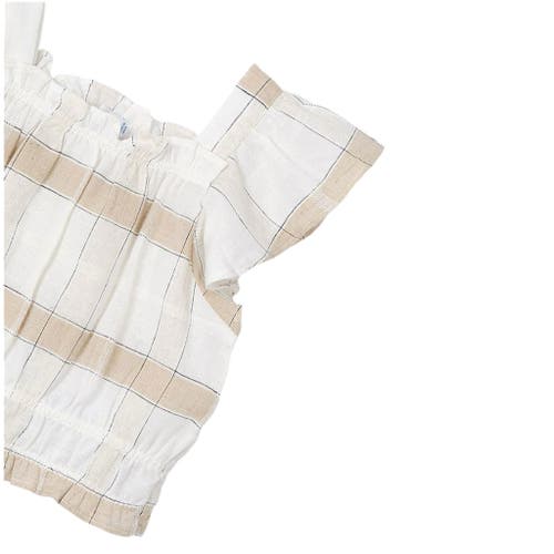Mayoral Striped Loose Ruffle Shirt In Brown