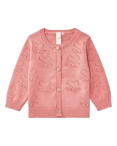 Heart Pattern Cotton Cardigan Sweater (Baby)