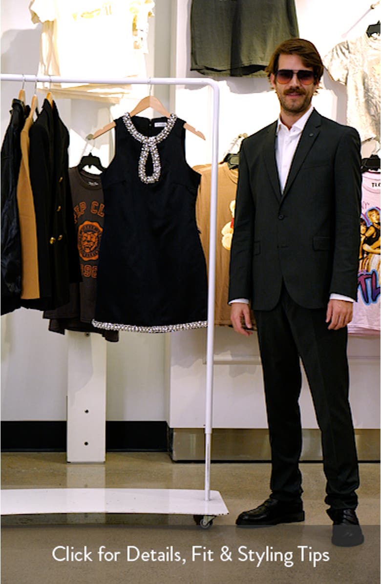 Embellished Neck & Hem Satin Minidress, sales video thumbnail