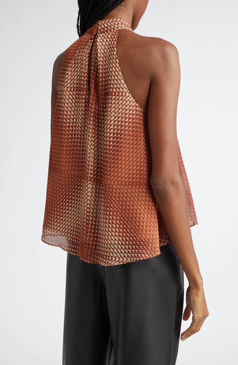 Ramy Brook Boone Tie Neck Sleeveless Top, Alternate, color, Saddle Geo