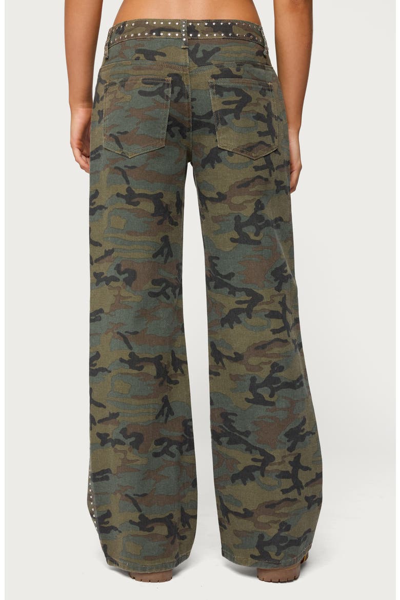 Quicy Studded Low Rise Baggy Jeans, Alternate, color, OLIVE-WASHED