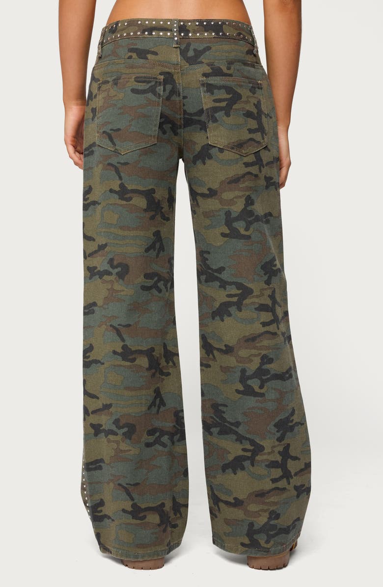 EDIKTED Quicy Studded Low Rise Baggy Jeans, Alternate, color, Olive-Washed