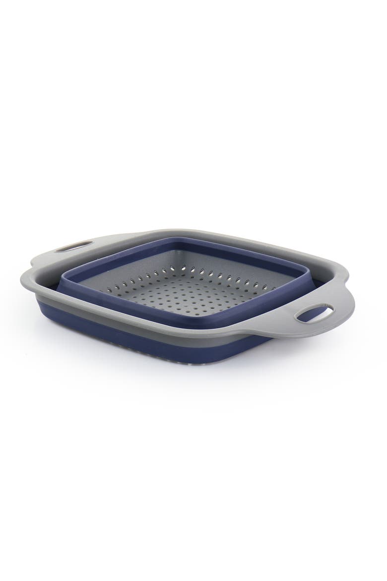 Bluemarine Collapsible Square Plastic Colander, Alternate, color, Blue