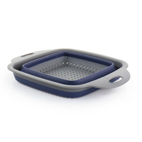 Oster Marine Collapsible Square Plastic Colander In Blue