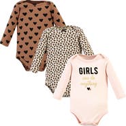 Hudson Baby Little Soft Cotton Long-Sleeve One-Piece 3Pk