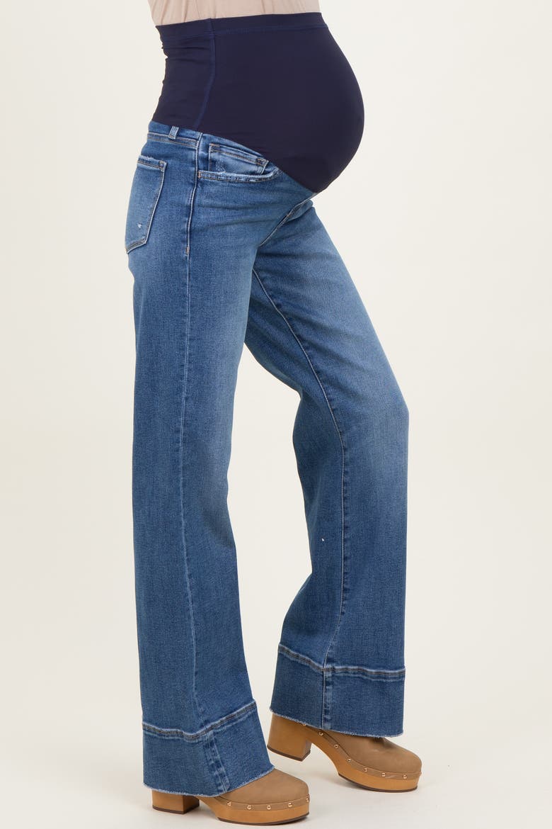 Trouser Hem Wide Flare Maternity Jeans, Alternate, color, Blue