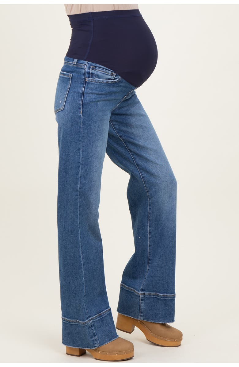 PinkBlush Trouser Hem Wide Flare Maternity Jeans, Alternate, color, Blue