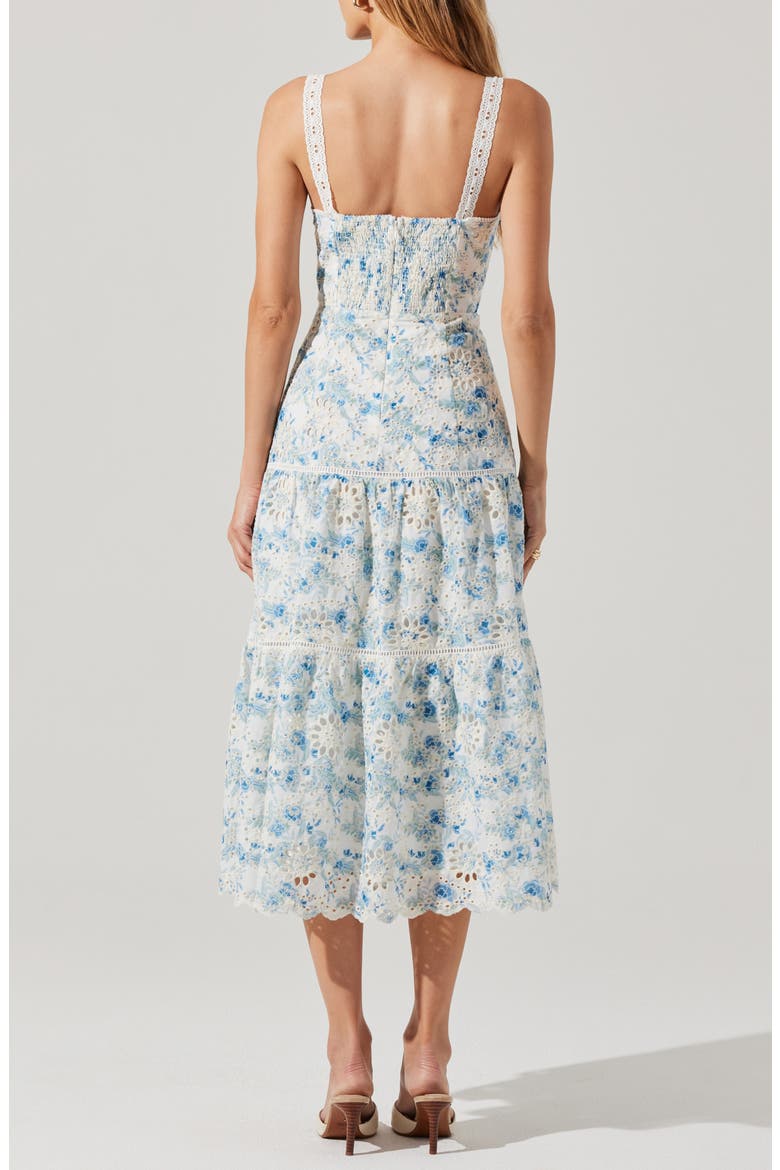 Pellagia Eyelet Embroidery A-Line Dress, Alternate, color, WHITE BLUE FLORAL