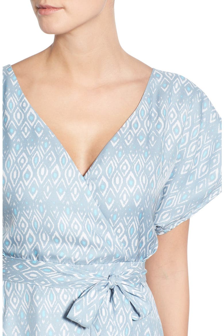 'Ariel' Print Wrap Dress, Alternate, color, AQUA