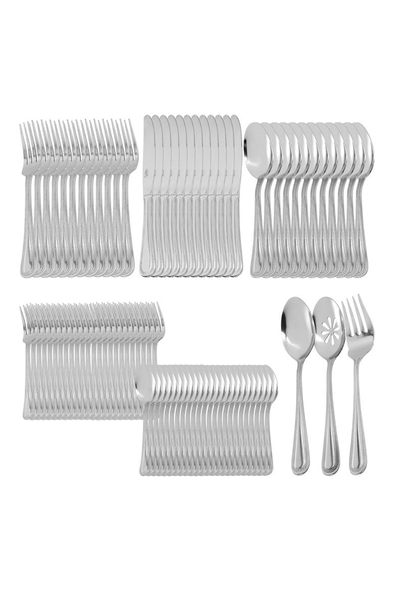 87 Piece Stainless Steel Flatware and Serving Set, Main, color, Silver