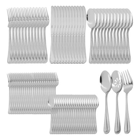 87 Piece Stainless Steel Flatware and Serving Utensil Set