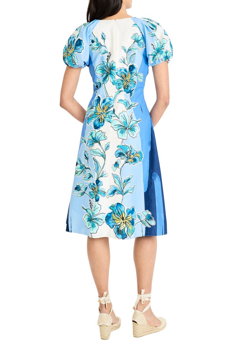 Floral Print Fit & Flare Dress, Alternate, color, DEEP BLUE/ AQUA