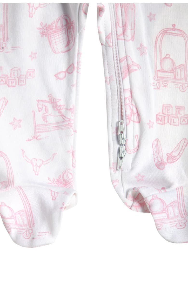 Nellapima Pink Lone Star Toile Zipper Footie - Baby, Alternate, color, Pink