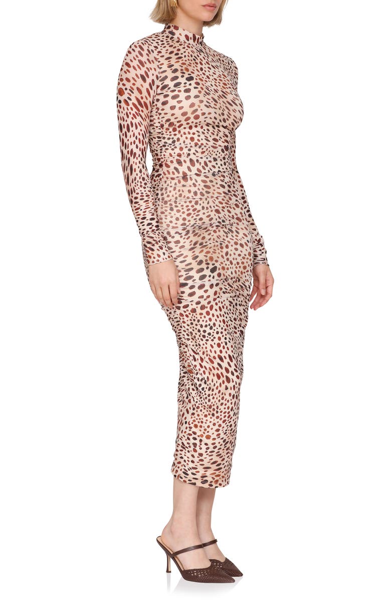 Avec Les Filles Mock Neck Long Sleeve Body-Con Maxi Dress, Alternate, color, Spotted Animal