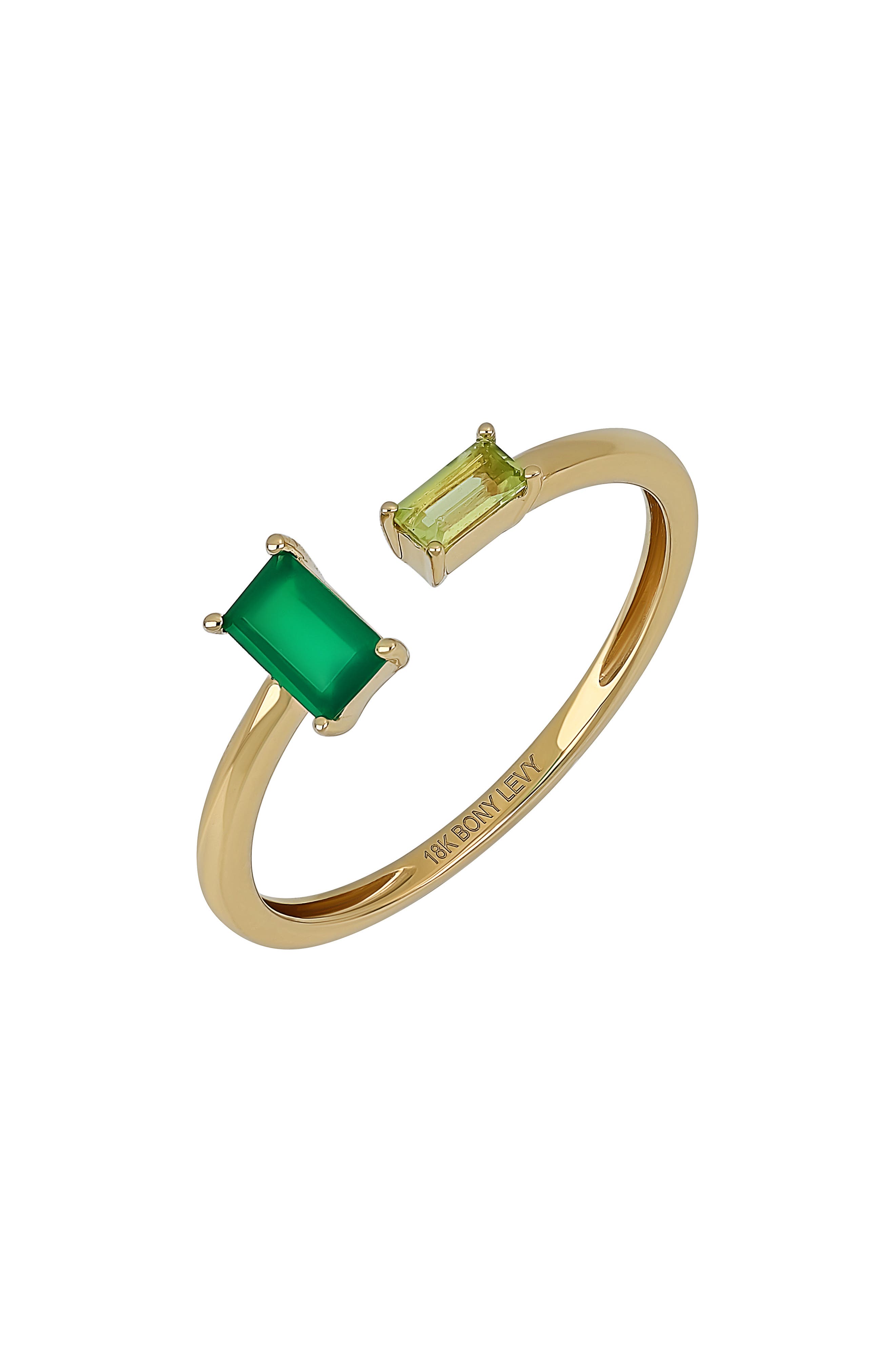 Bony Levy 14K Yellow Gold Green Quartz & Peridot Open Band Ring