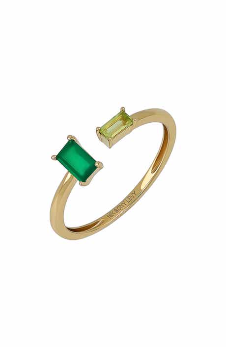 Bony Levy 14K Yellow Gold Green Quartz & Peridot Open Band Ring