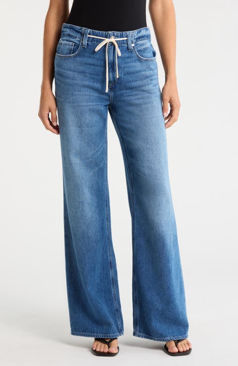 Zoey Tie Waist Wide Leg Jeans (Serenite)
