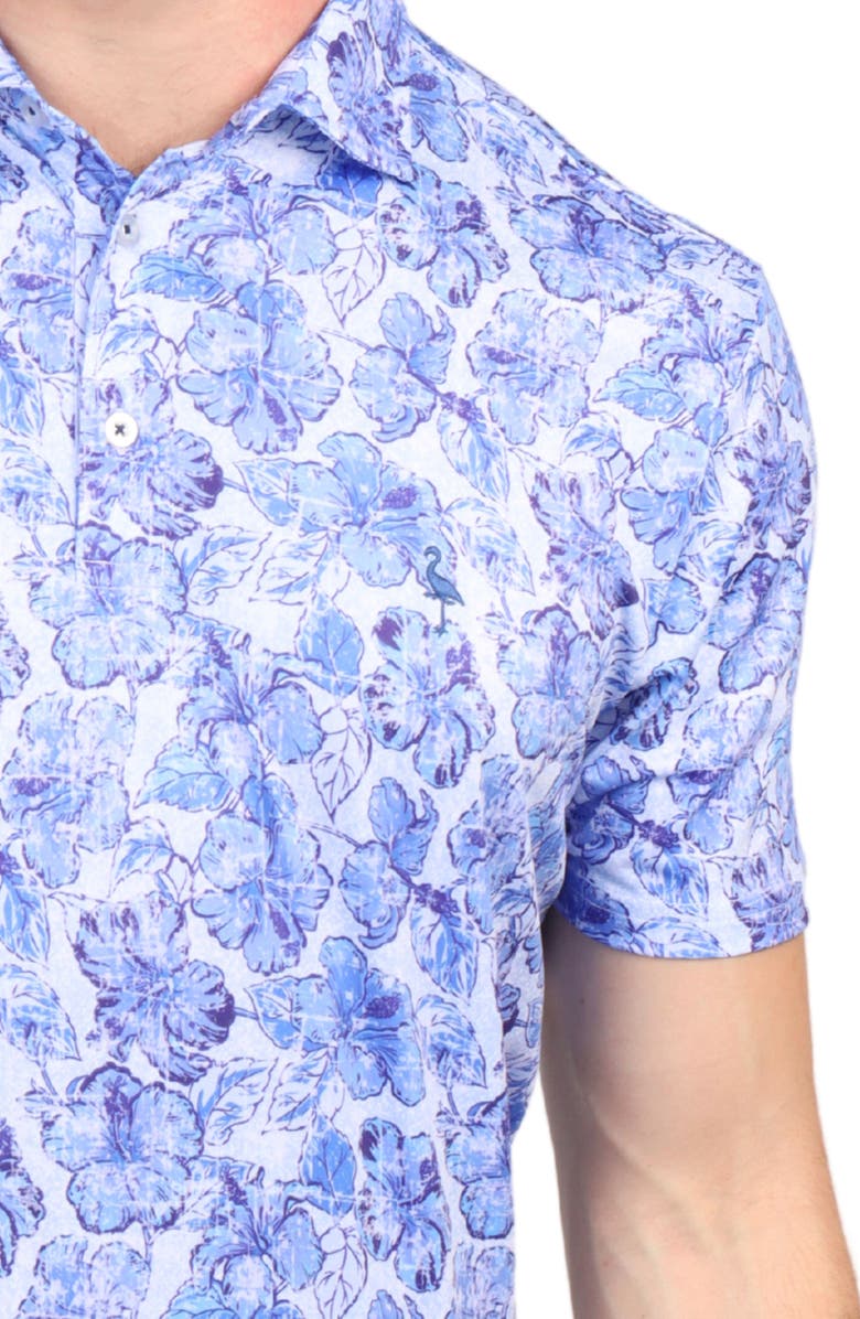 TailorByrd Hibiscus Print Performance Polo, Alternate, color, Blue