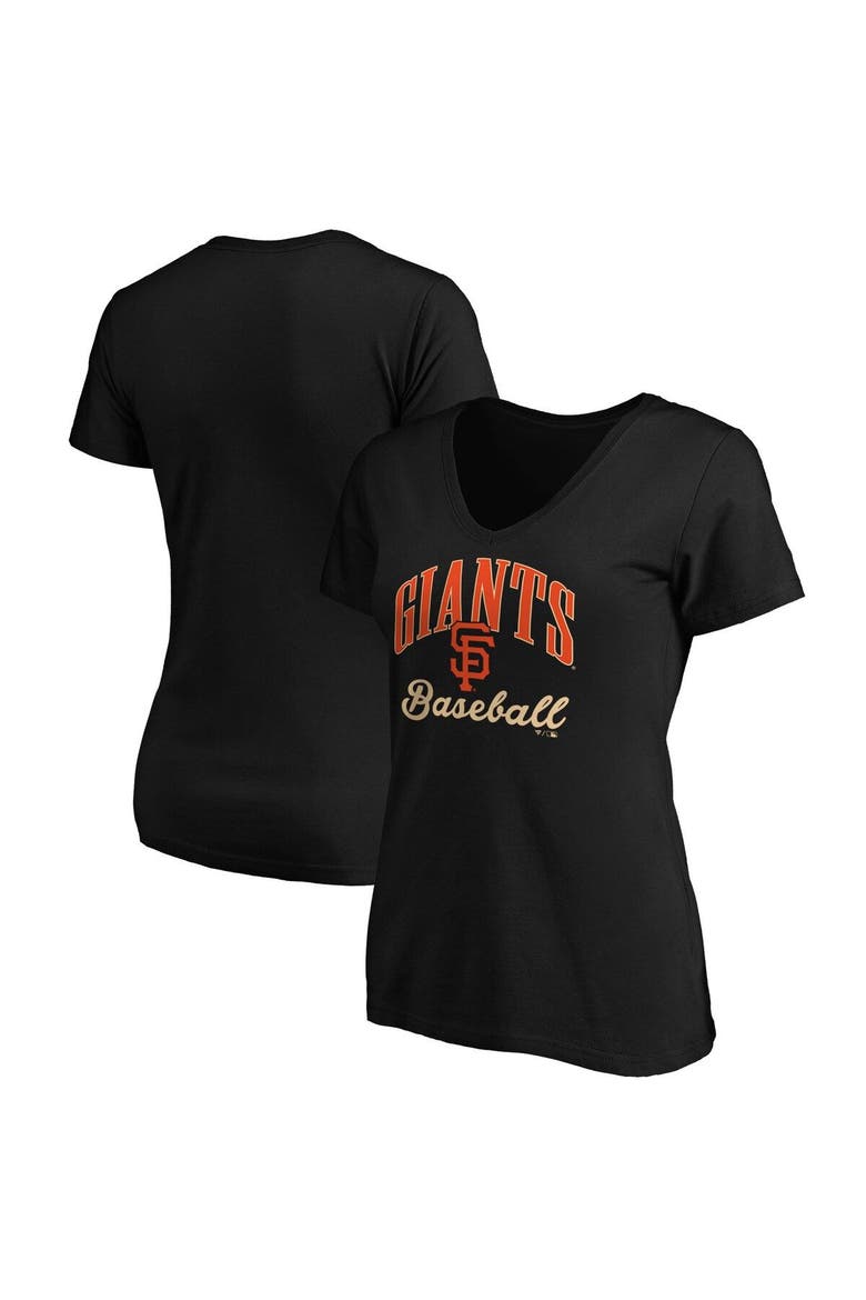 Women's Fanatics Branded Black San Francisco Giants Victory Script V-Neck T-Shirt, Alternate, color, Black