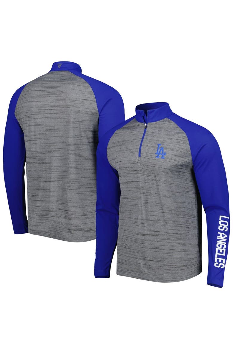 Men's Levelwear Heather Gray Los Angeles Dodgers Vandal Raglan Quarter-Zip Top, Main, color, Heather Gray