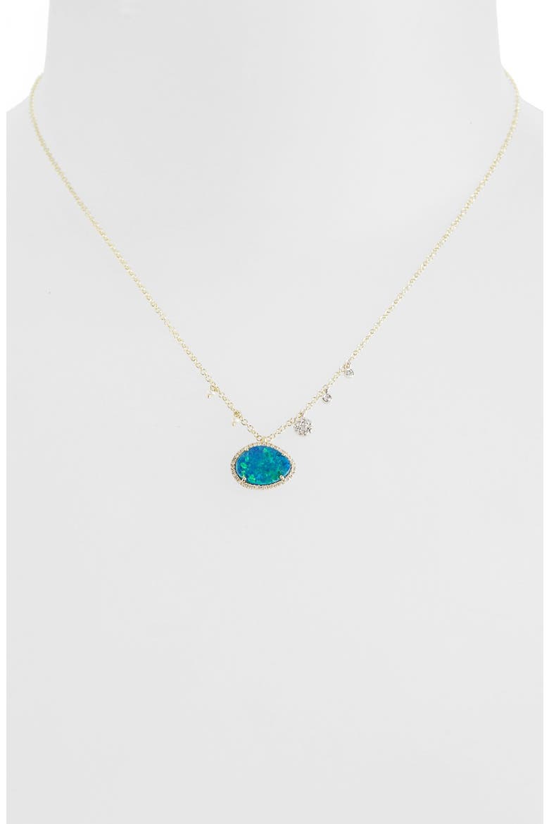 Stone Pendant Necklace, Alternate, color, YELLOW GOLD/ BLUE OPAL