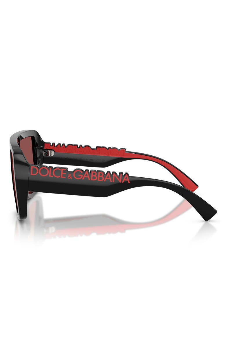 Dolce&Gabbana 134mm Rectangular Shield Sunglasses, Alternate, color, Black / Dark Violet