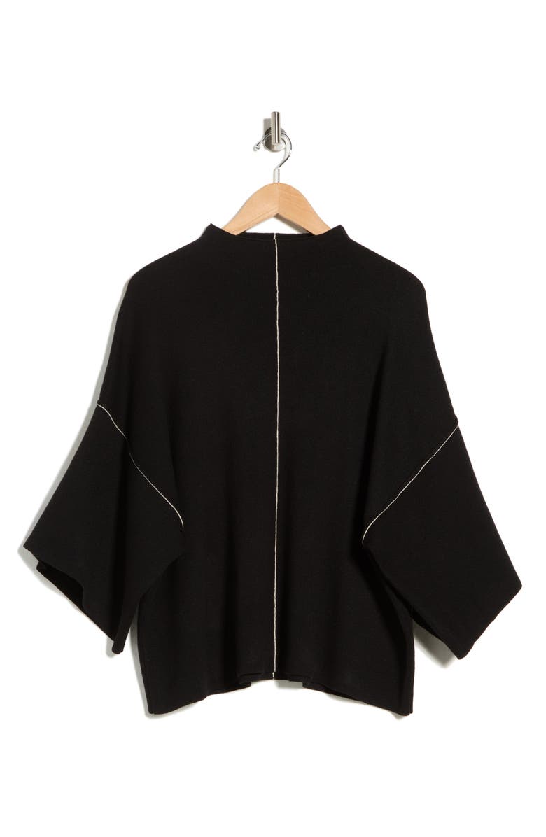 MAX STUDIO Mock Neck Elbow-Length Sleeve Sweater, Main, color, Black/ Ivory